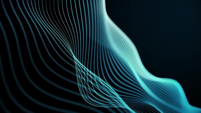 Slow motion and glowing waved lines, abstract background.