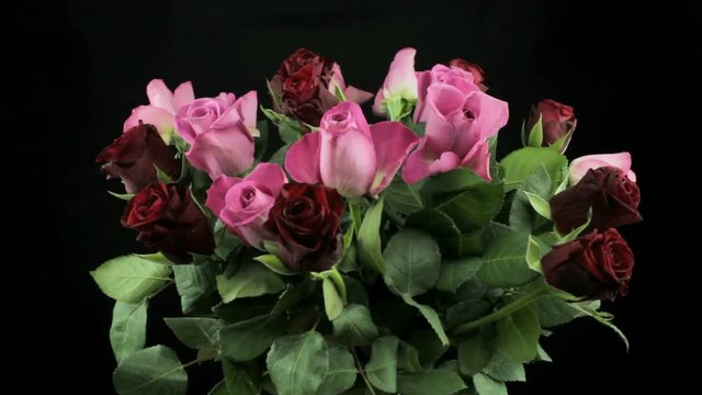 Roses in a bouquet rotating