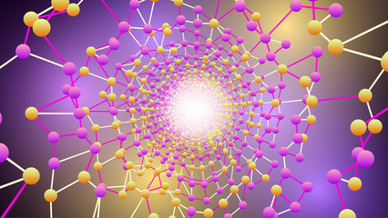 Fototapeta na wymiar Abstract mesh tube made of molecules. Vector illustration