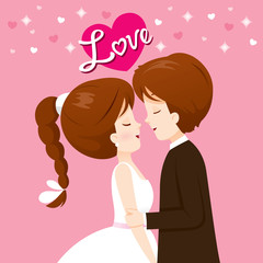Bride And Groom In Wedding Clothing Will Kiss, Love, Relationship, Sweetheart, Engagement, Valentine’s Day