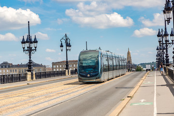 Modern city tram in Bordeaux