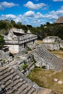 Ruins of the ancient Mayan temple in Ek Balam, a late classic Yucatec-Maya archaeological site located in Temozon, Yucatan, Mexico.