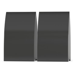 Two black paper tent cards. 3d render illustration isolated. Table cards mock up on white background.