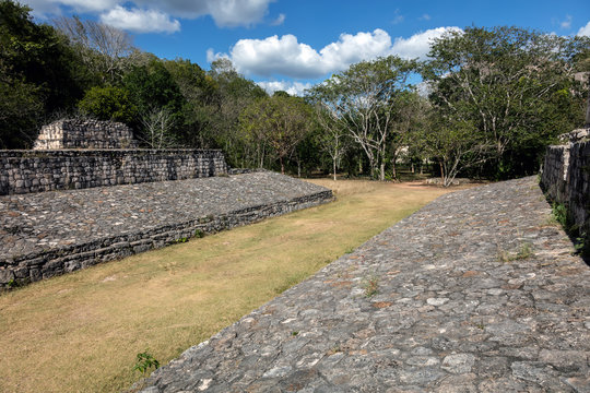 Ball court of Ek Balam, a late classic Yucatec-Maya archaeological site located in Temozon, Yucatan, Mexico.