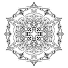 oriental mandala, coloring page.Vector illustration.