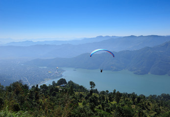 View of a paragliding in the air
