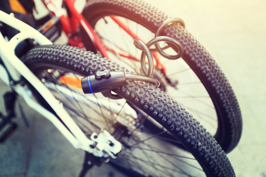 Two Locked Bike Together For Security