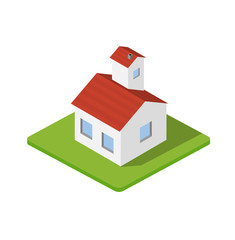 Isometric 3d private house real estate decorative icons. Architecture , property and home. Isolated cartoon illustration of bungalow symbol for web
