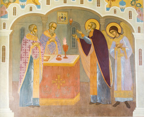the mural in sam sergei abbey,russian federation