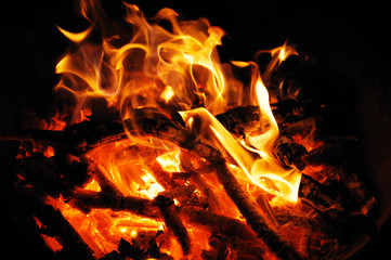 firewood ash and fire flame