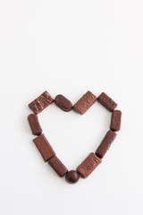 White background with chocolate heart.
