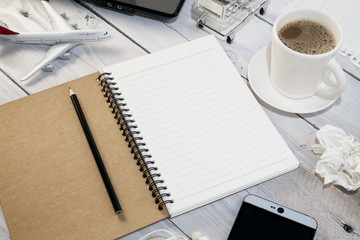 Office desk white wood table of Business workplace 