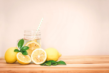  Citrus lemonade water with lemon sliced , healthy  water