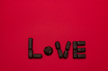 Valentines background with word of chocolates.