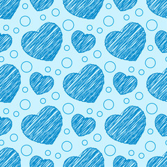 Seamless pattern with scribble hearts