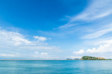 Tropical beach with blue sky