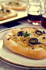 Open pie with onions