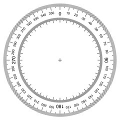 blank protractor - Actual Size Graduation isolated on background vector
