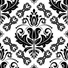 Oriental vector classic black and white pattern. Seamless abstract background with repeating elements. Orient background