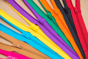 colorful and many zipper for tailoring