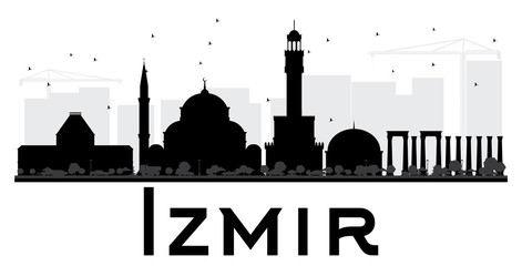 Fototapeta premium Izmir City skyline black and white silhouette.