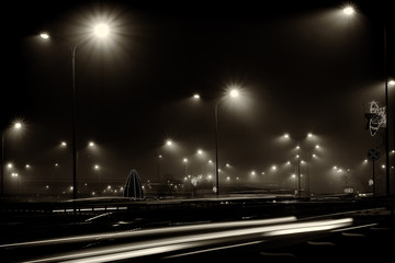 night city track lights black and white