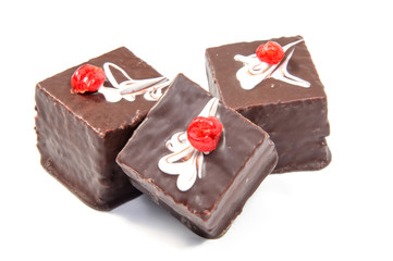 Homemade cake, sweet pastry, covered with icing