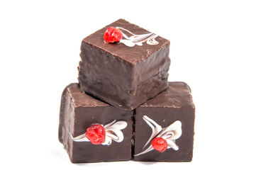 Homemade cake, sweet pastry, covered with icing