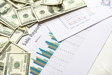Business concept with money and documents graph, report finance