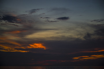 Stunning beautiful sunset in the Gulf of Thailand.