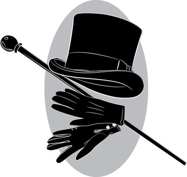 top hat and cane silhouette