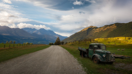 Old truck by the side of a country road in New Zealand