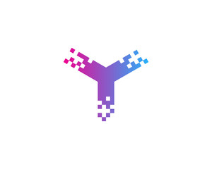 Initial Letter Y Pixel Logo Design Element
