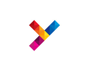 Initial Letter Y Colorful Square Pixel Logo Design Element