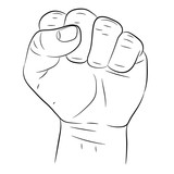 "clenched fist front view on white background of vector illustrations
