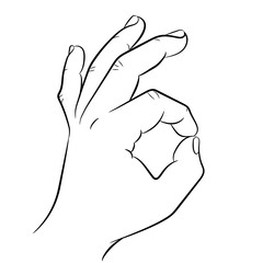 Hand showing OK sign on white background of vector illustrations