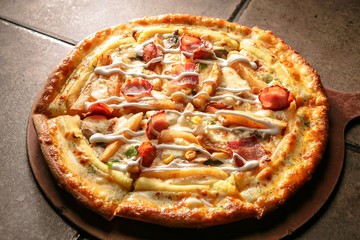 potato pizza on plate