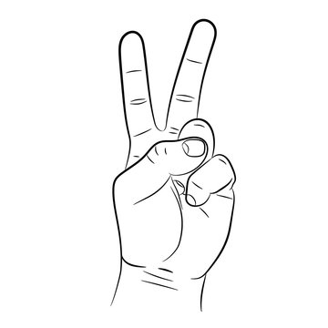 victory hand sign on white background of vector illustrations