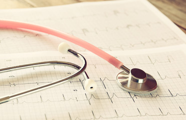 Image of heart and stethoscope. Medical concept