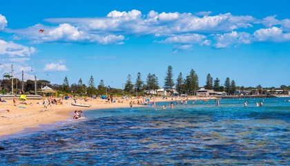  A sunny day with people at Elwood Beach in Elwood, Victoria, Australia