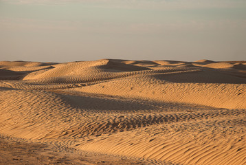 Fototapeta premium Dunes of sand in the desert. Sahara, Tunisia