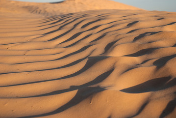Fototapeta na wymiar Dunes of sand in the desert. Sahara, Tunisia
