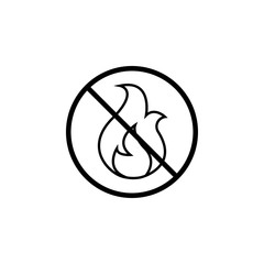 No fire line icon, warning prohibition sign, forbidden no open flame, vector graphics, a linear pattern on a white background, eps 10.