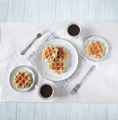 Romantic breakfast for two.Valentine's Day. 