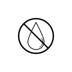 No water drop line icon, prohibition sign, forbidden No wet, vector graphics, a linear pattern on a white background, eps 10.