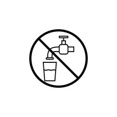 Do not drink water line icon, prohibition sign, forbidden not drinkable, vector graphics, a linear pattern on a white background, eps 10.