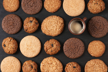 Various cookies and coffee