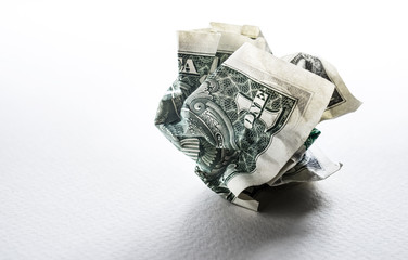 Bill dollar crumpled.financial depreciated.