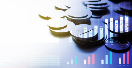 Money coins.Finance banking.Business investment.Saving