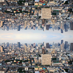 Exposure of city reflection.